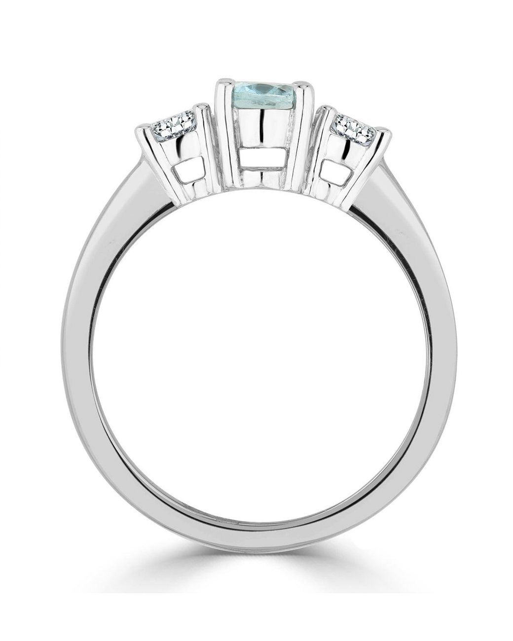 The Diamond Store Blue Aquamarine 0.70Ct And Lab Diamonds G/Vs 0.50Ct Ring