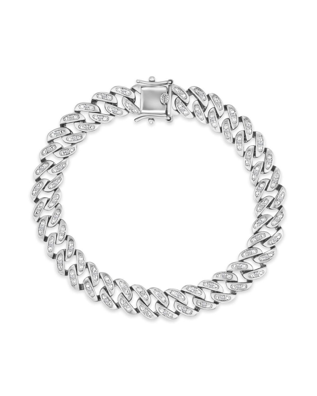 The Diamond Store Metallic 7 Inch Havana Cuban Lab Diamond Bracelet 0.40Ct Cuban Lab Diamond Set