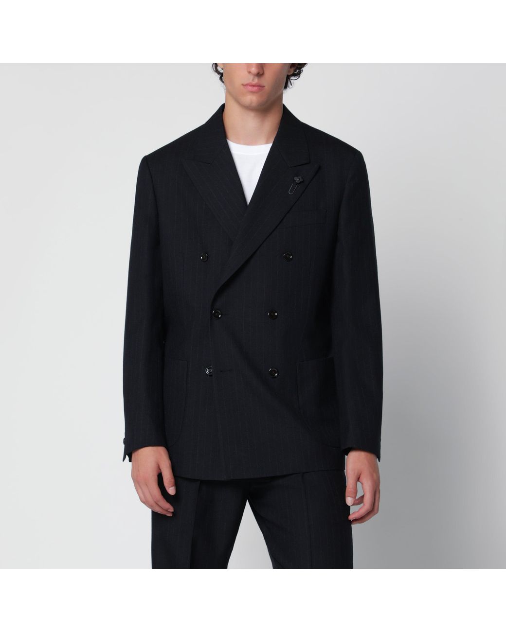 Lardini Black Double-Breasted Jacket for men