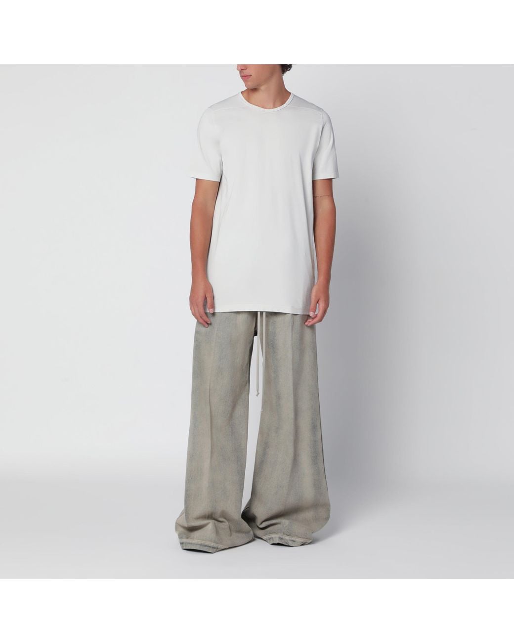Rick Owens White Level Milk Wash Cotton T-Shirt for men