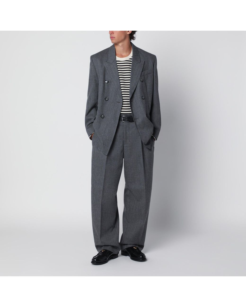 AMI Black Ivory Striped Ami De Coeur Sweater for men