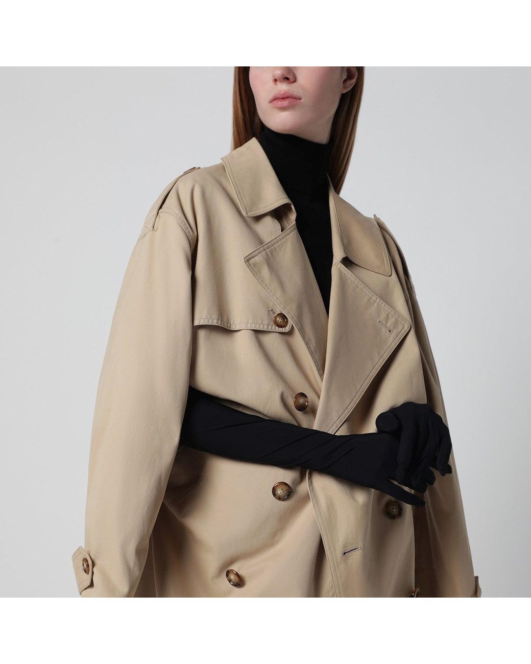 MM6 by Maison Margiela Metallic Cotton Trench Coat With Gloves