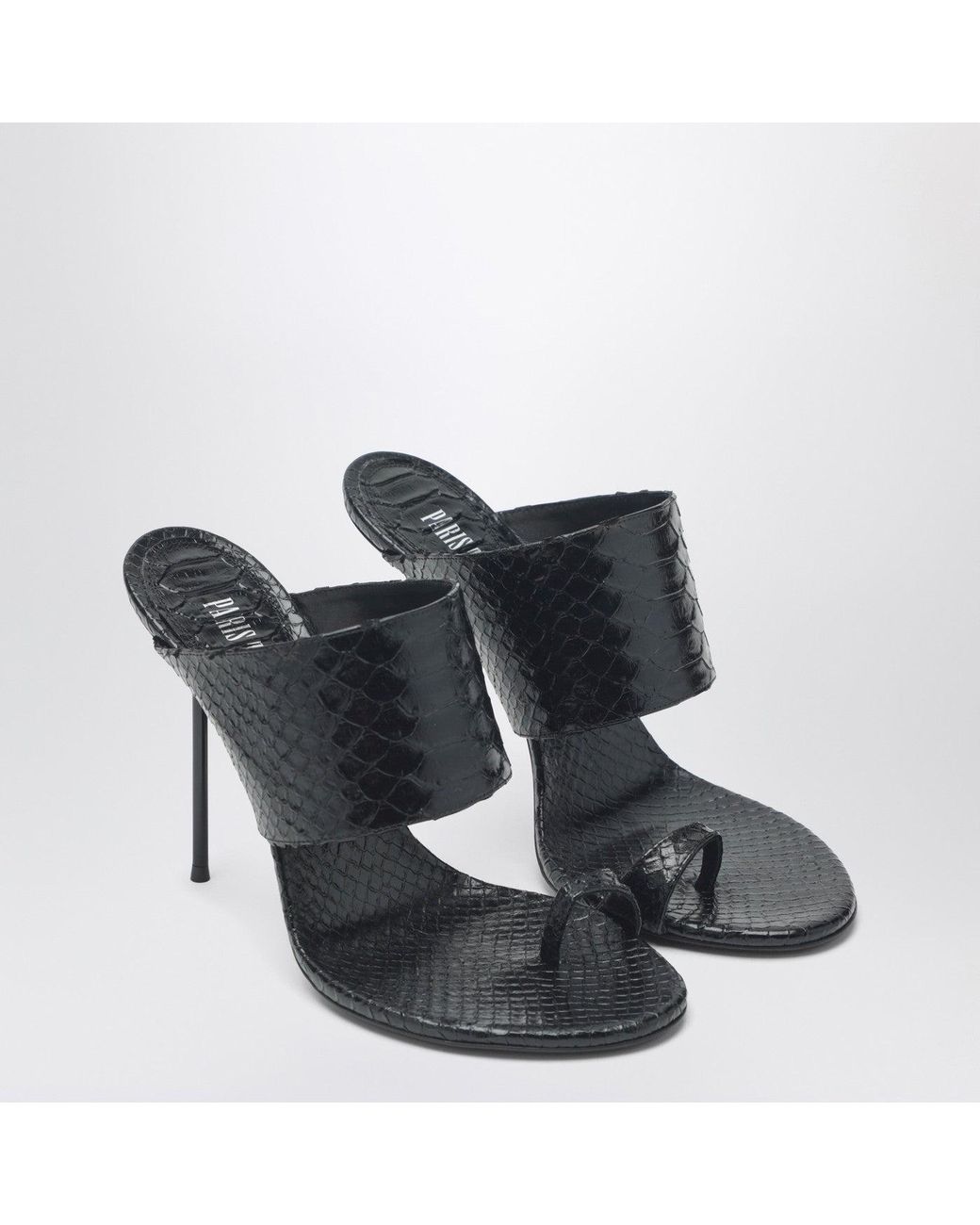 Paris Texas White Lidia Python-Effect Leather Thong Mule
