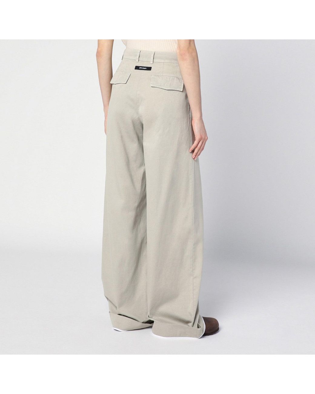 Palm Angels Natural Cotton Wide Trousers
