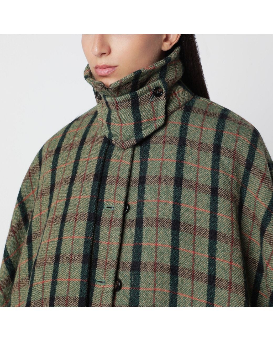 Chloé Black Check Cape Coat