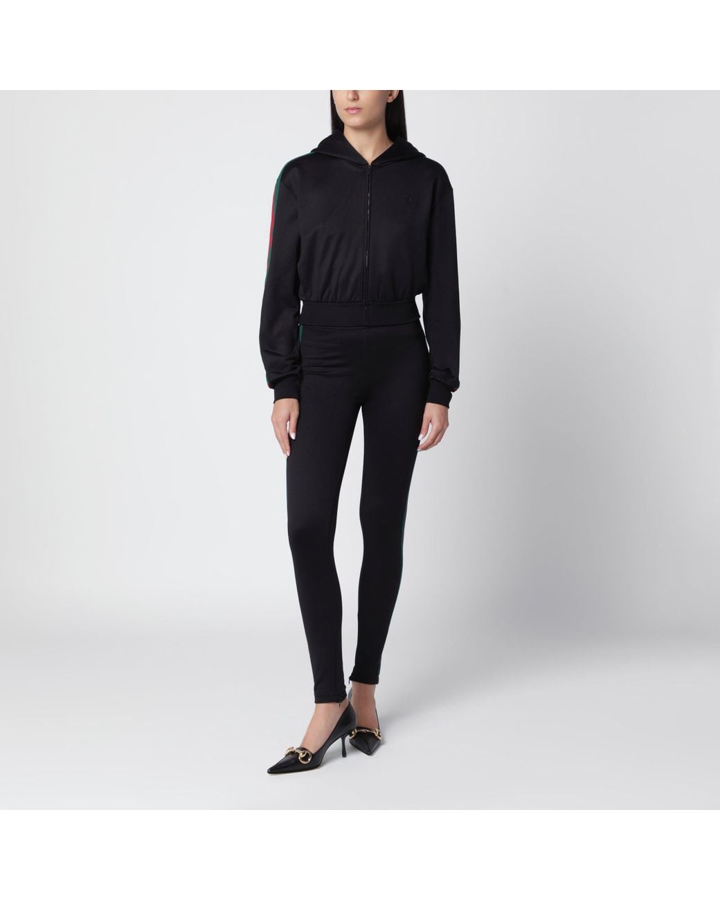 Gucci Black Cropped Zip-Up Sweatshirt