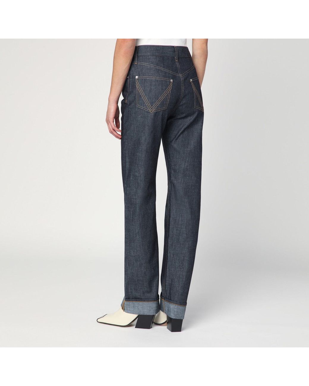 Bottega Veneta Blue Jeans With Turn-Up