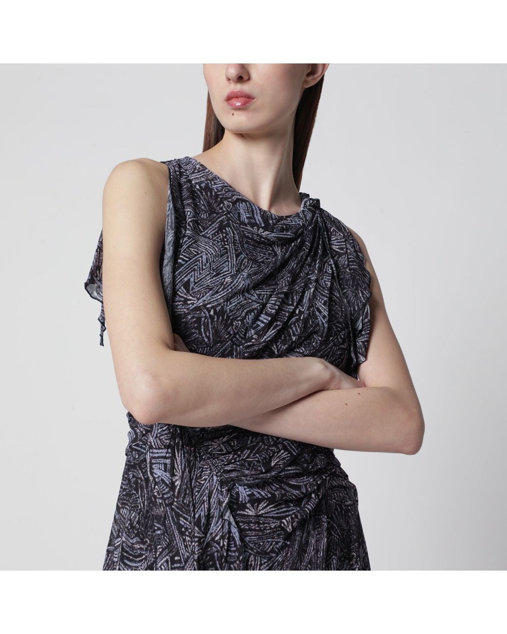 Isabel Marant Blue Asymmetrical Mini Dress Faded Night