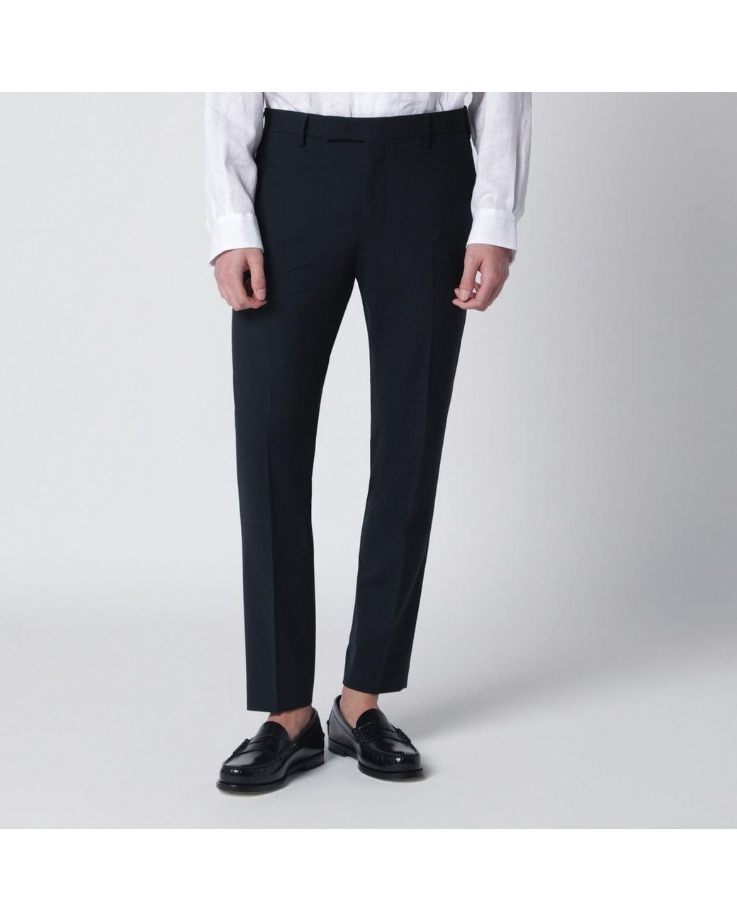 PT Torino Blue Wool Blend Trousers for men