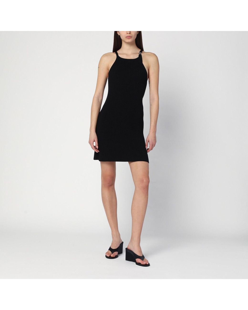 Courreges Black Ribbed Mini Dress