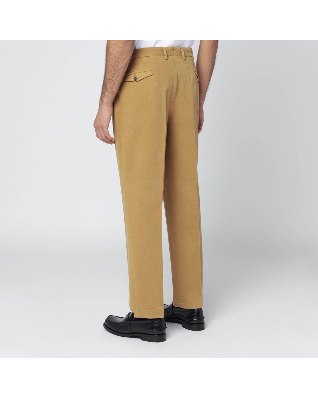 Santaniello Natural Ochre Cotton And Cashmere Trousers for men
