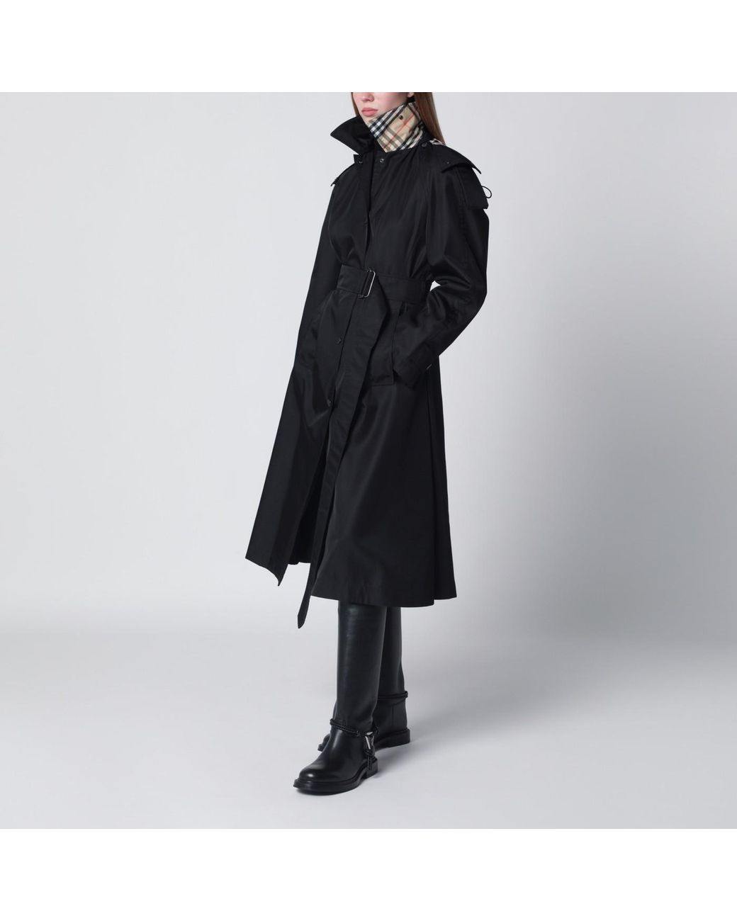 Burberry Black Long Nylon Car Coat