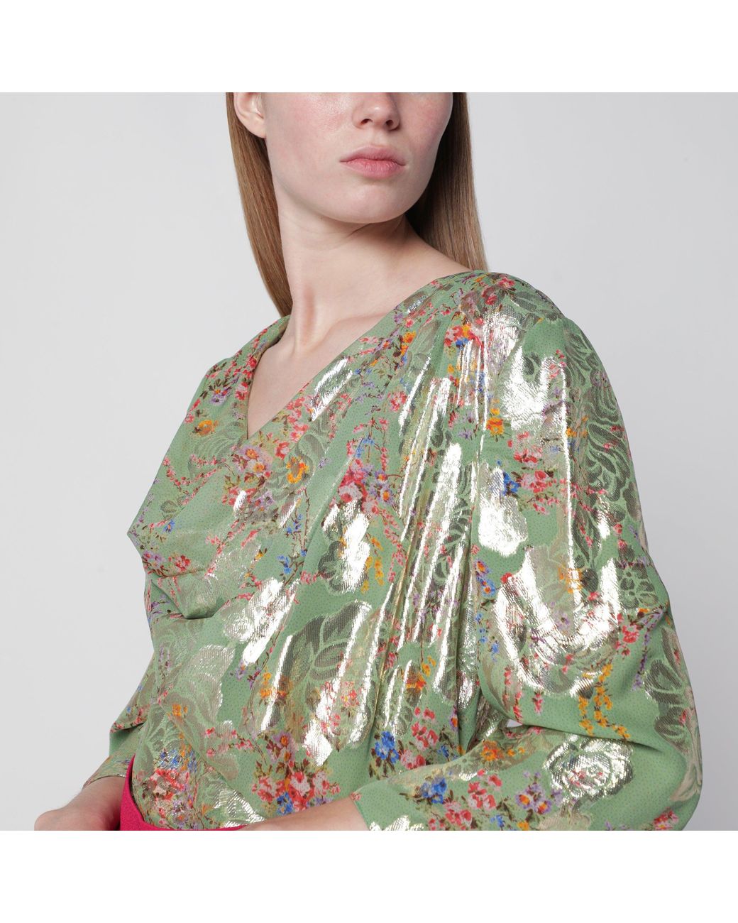 Valentino Red Printed Lurex Shirt
