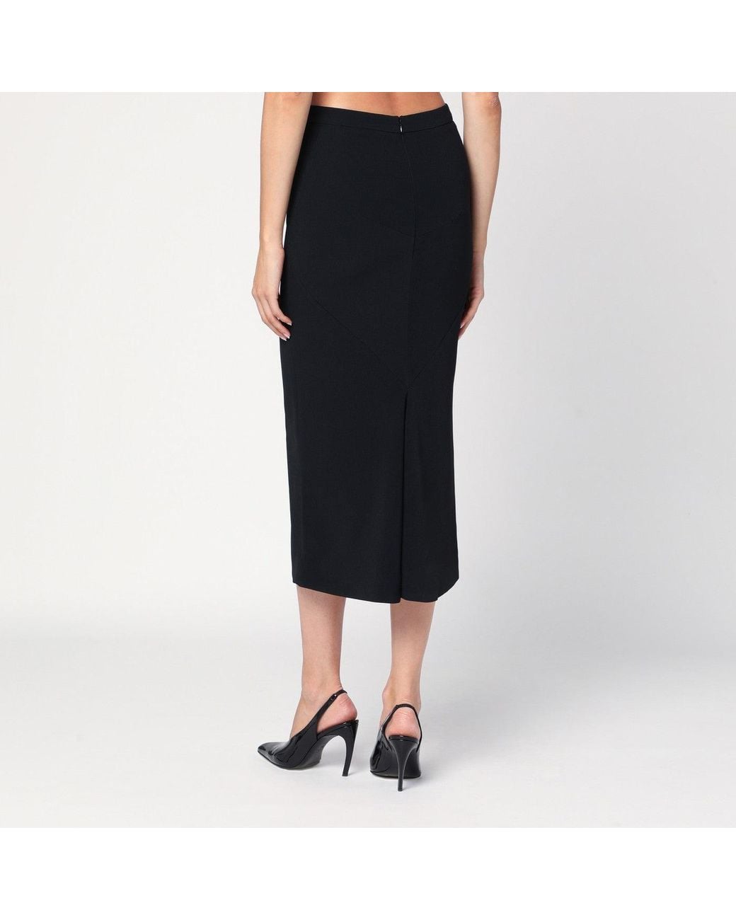 Givenchy Black Midi Skirt With Pleats On The Back