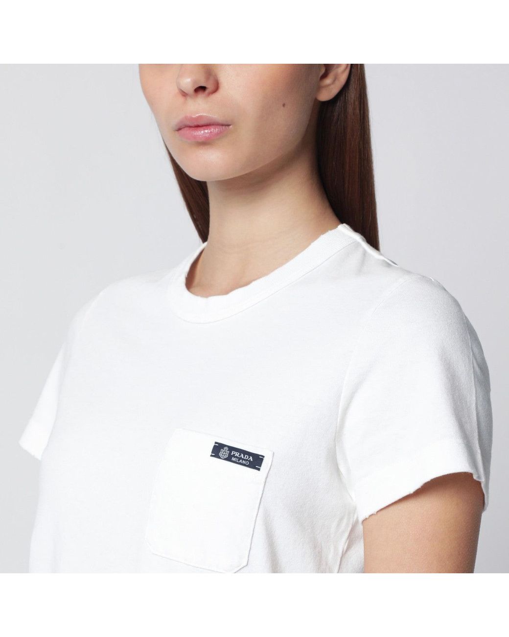 Prada White T-Shirt Girocollo Bianca