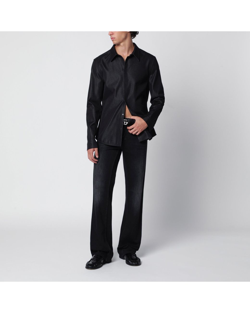 Gucci Black Silk And Cotton Shirt for men
