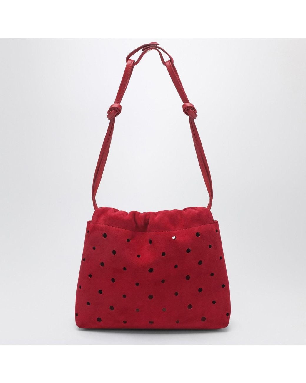 MANU Atelier Red Romy Perforated Suede Pouch