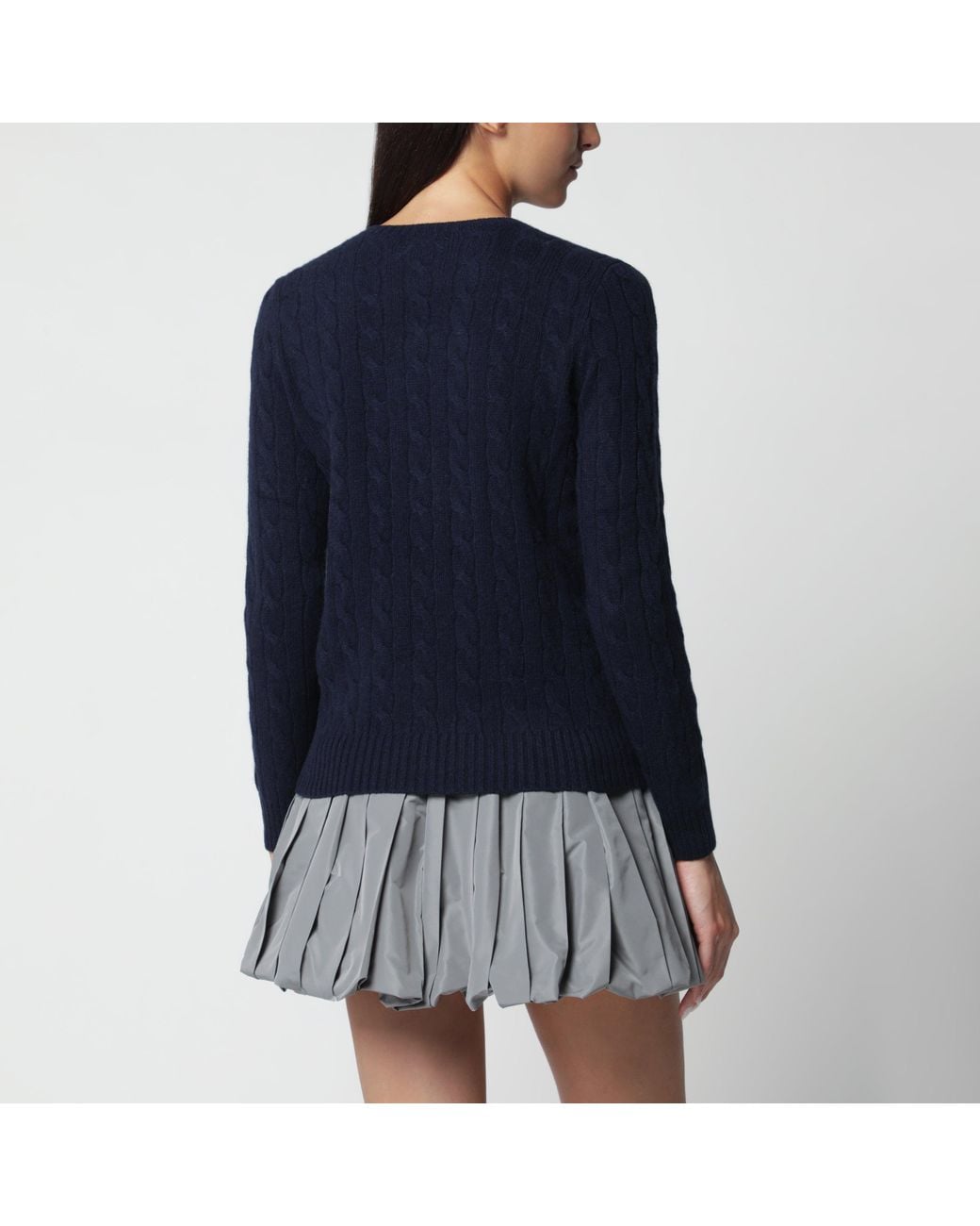 Polo Ralph Lauren Blue Crewneck Cable-Knit Wool And Cashmere Sweater