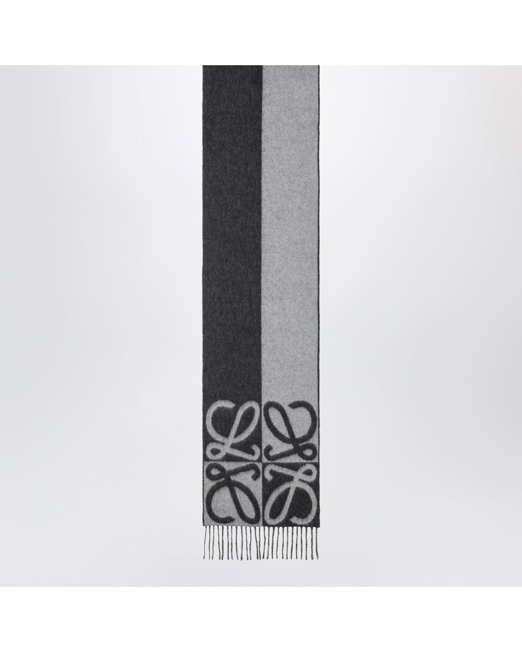Loewe Gray Bicolour Anagram Jacquard Wool-Cashmere Scarf