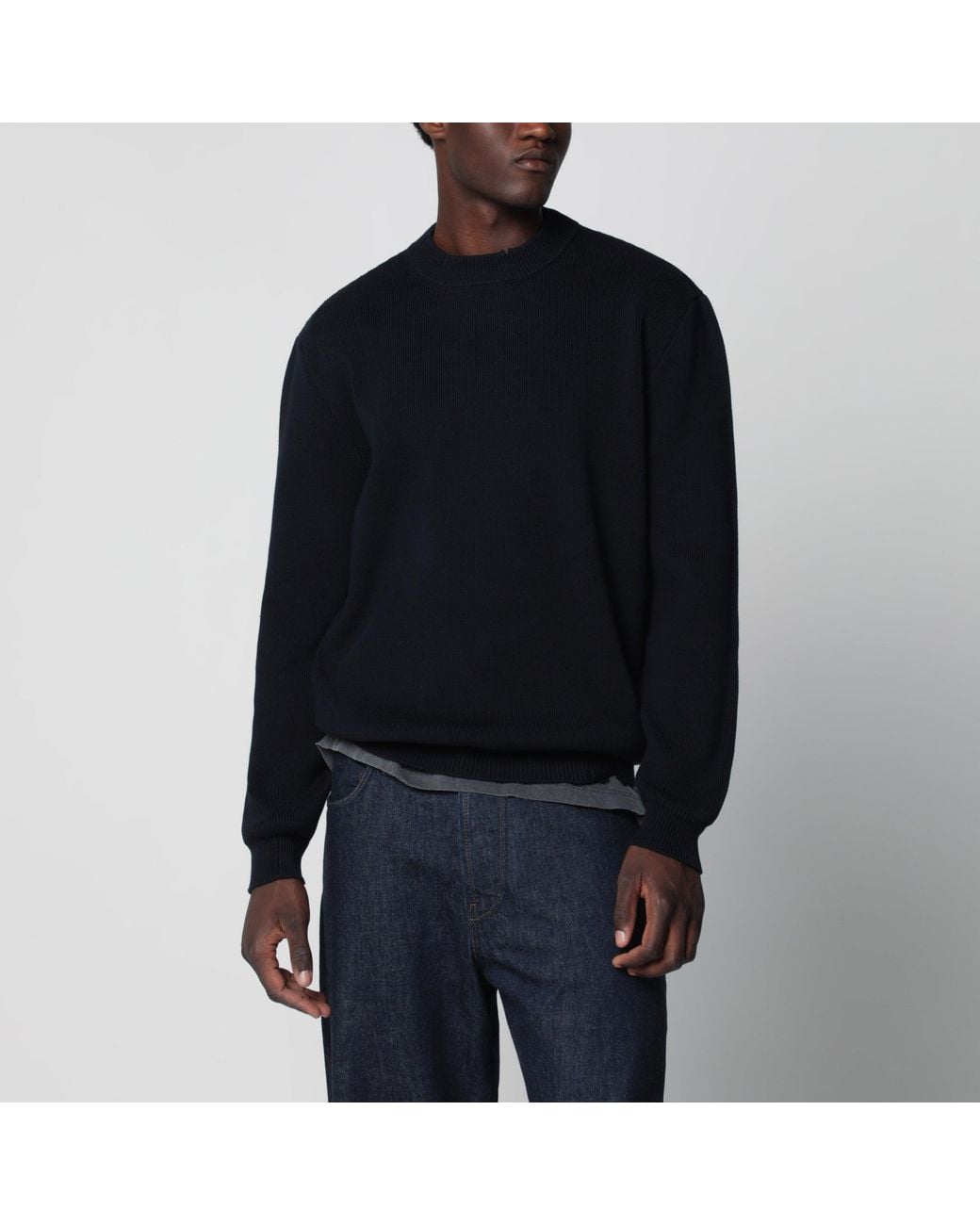 Golden Goose Deluxe Brand Black Dark Cotton-Blend Sweater With Distressed Effect for men