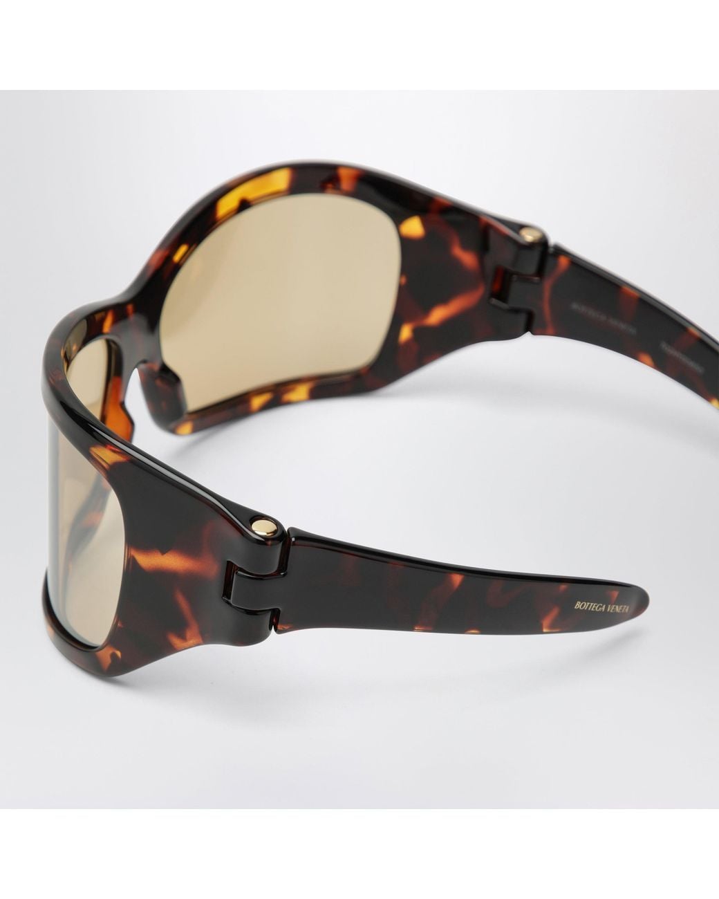 Bottega Veneta Brown Intrecciato Wraparound Sunglasses