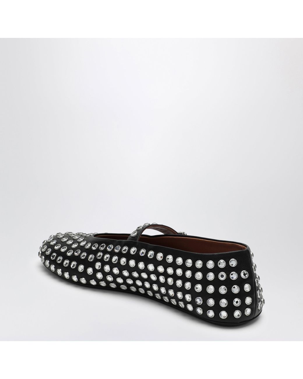 Alaïa Black Leather Ballerina With Crystals