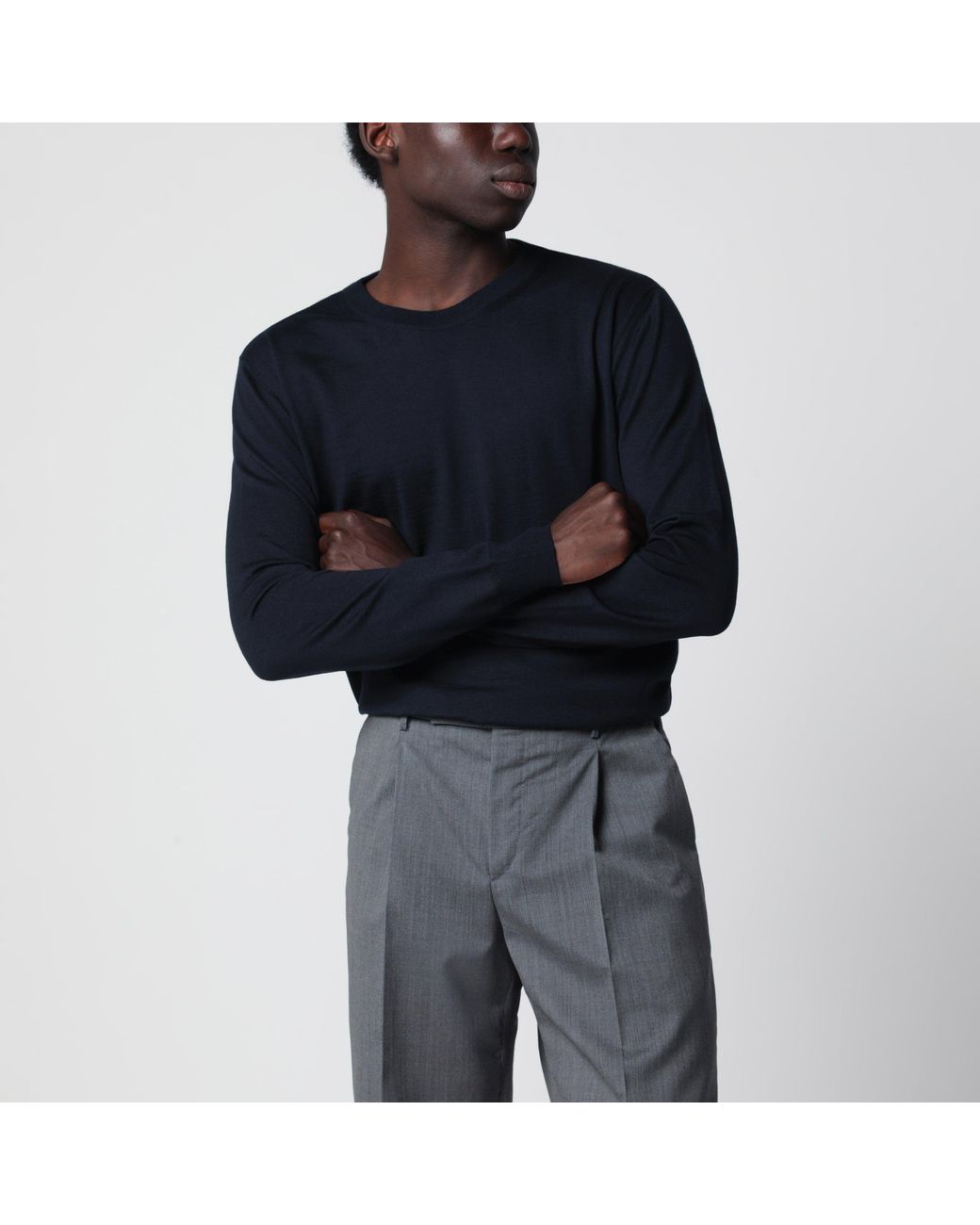 Valentino Blue Wool Crewneck Sweater for men