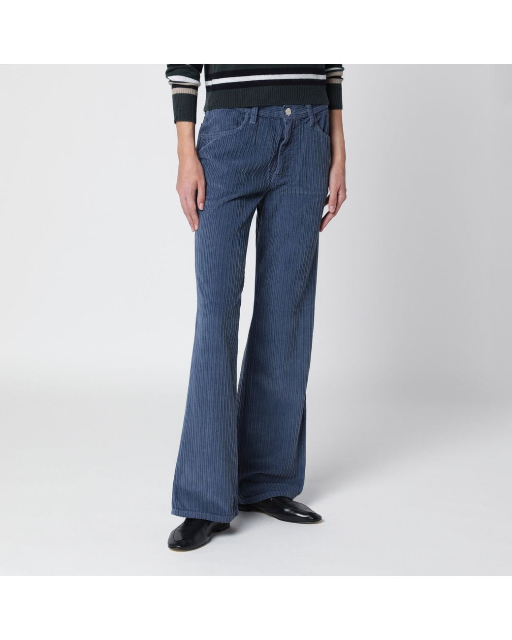 Alexandra Golovanoff Blue France Denim 21 Corduroy Trousers