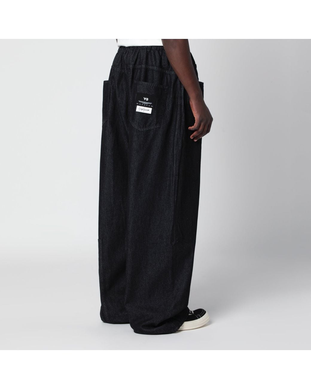 Y-3 Black Wide-Leg Denim Trousers for men