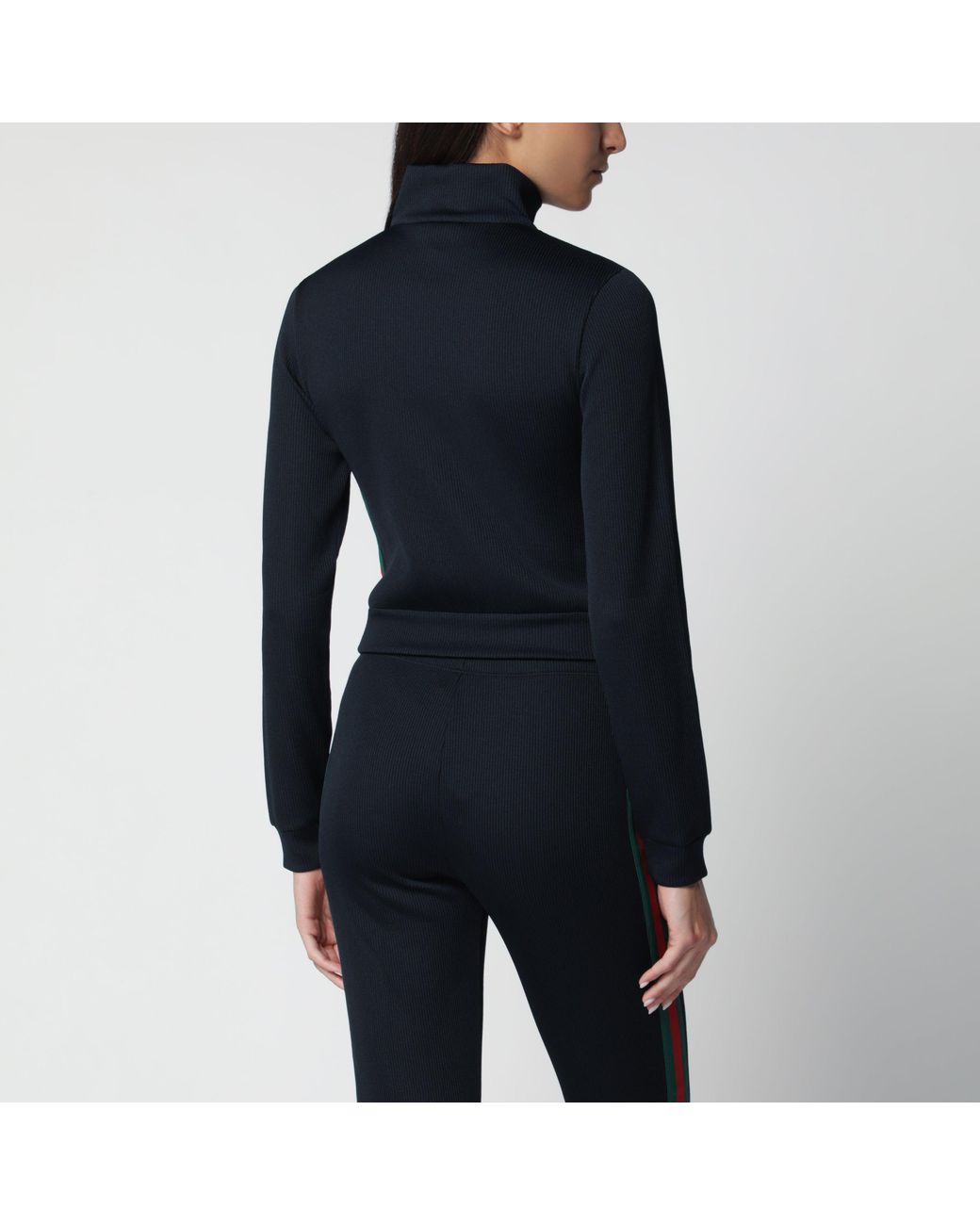 Gucci Blue Ribbed Cotton Jersey Zip-Up Sweatshirt