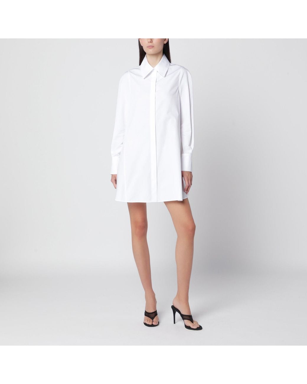 Alaïa White Cotton Poplin Shirt Dress