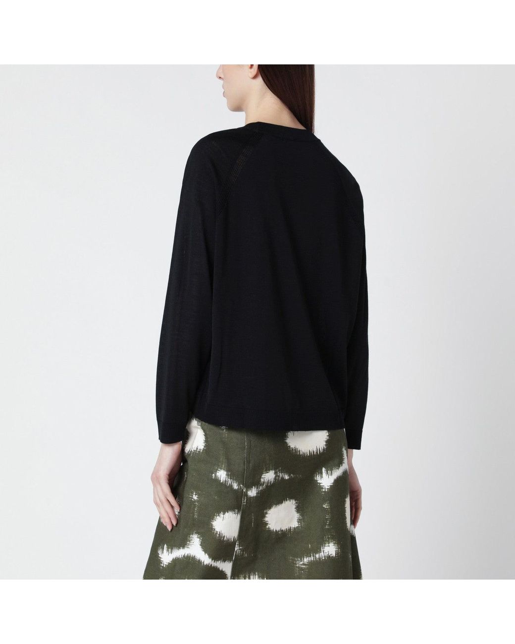 Roberto Collina Black Wool Crewneck Sweater