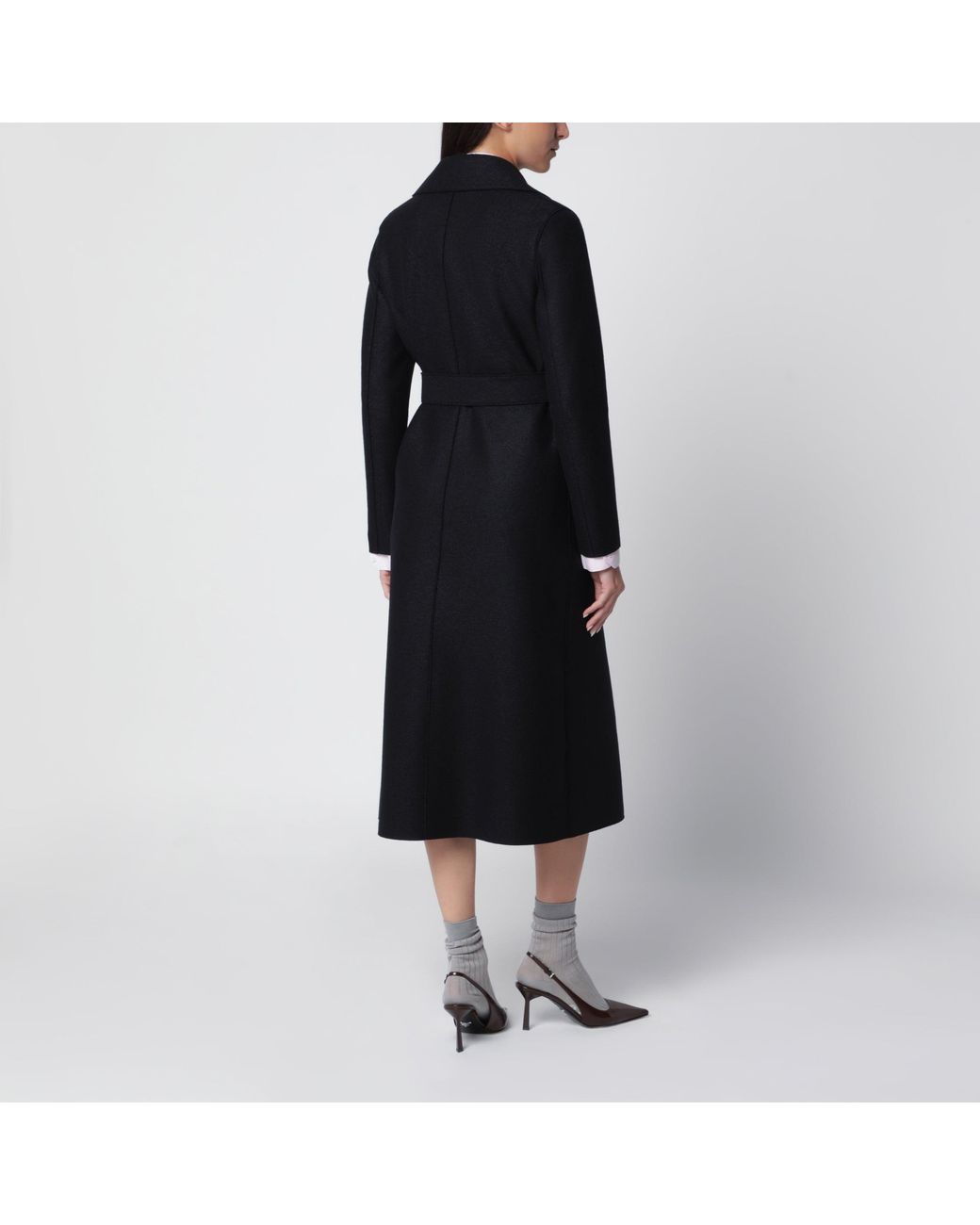 Harris Wharf London Black Wool Wrap Mini Coat
