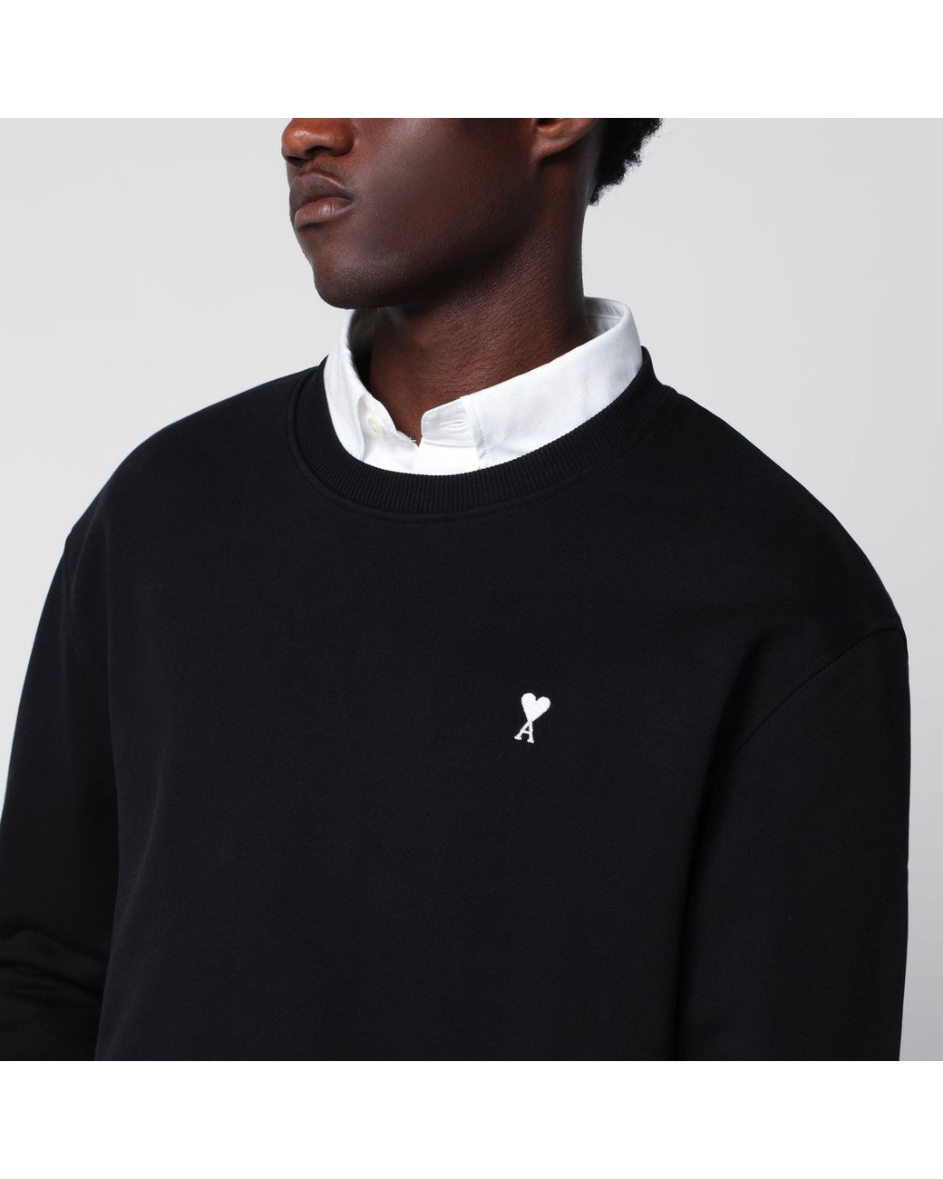 AMI Black Ami De Coeur Crewneck Sweatshirt for men