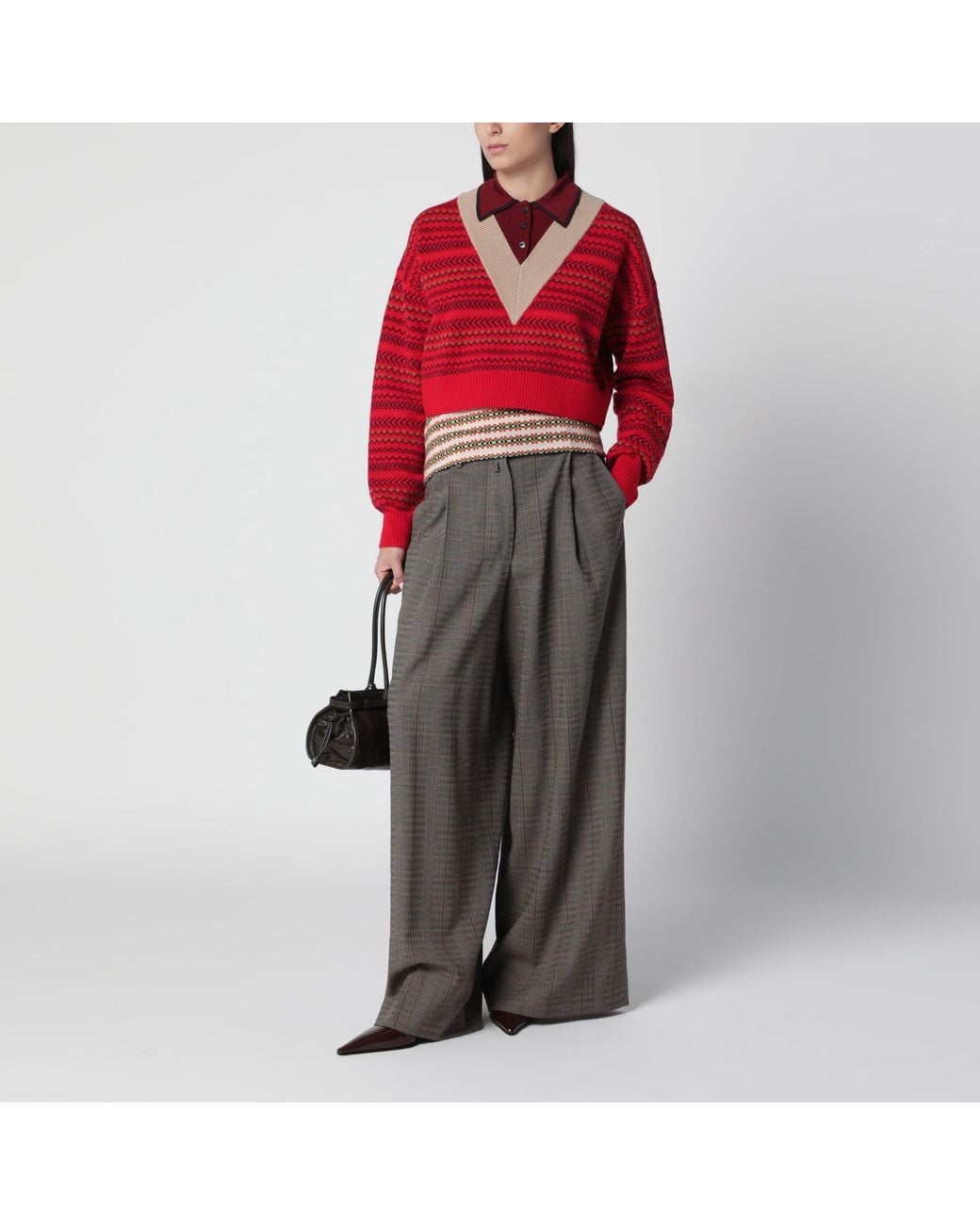 Dries Van Noten Red Wool And Viscose Sweater
