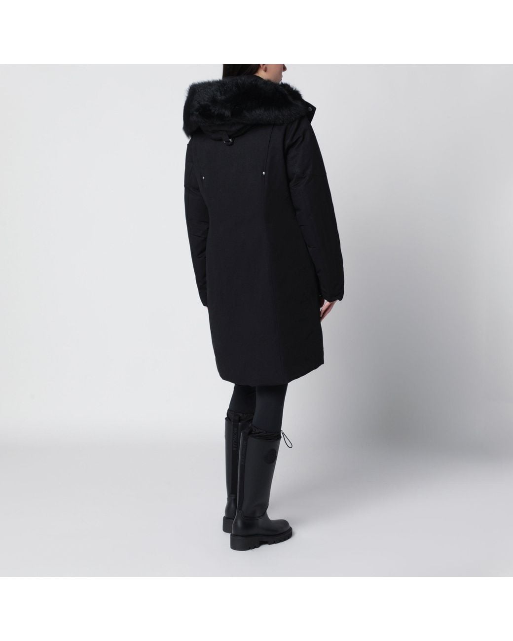 Moose Knuckles Black Stirling Original Mini Cotton-Blend Parka With Removable Hood And Fur Insert
