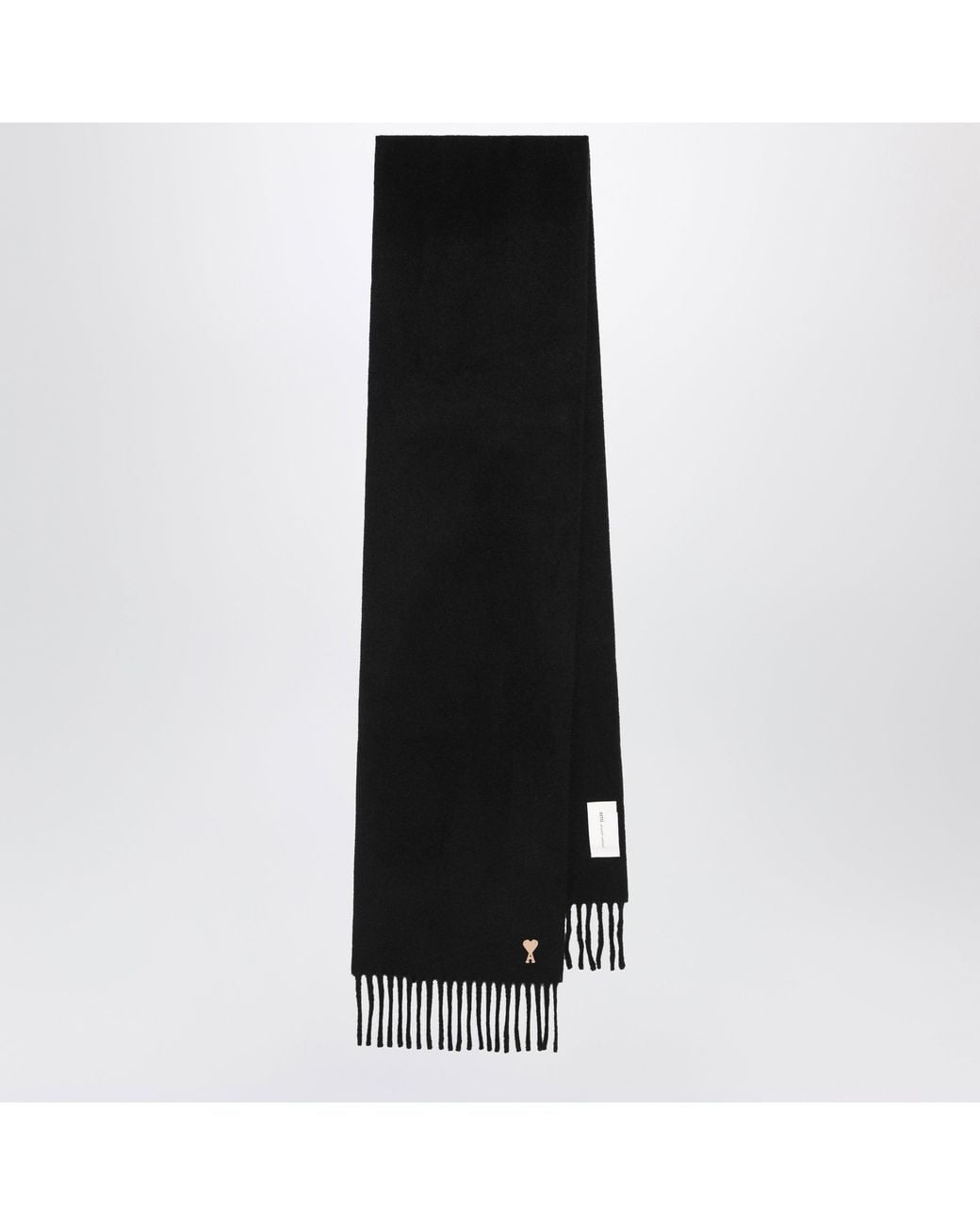 AMI Black Ami De Coeur Wool Scarf for men