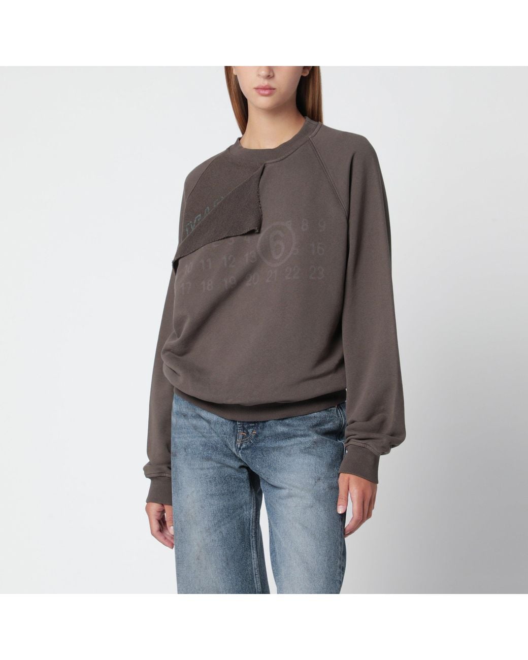 MM6 by Maison Margiela Gray Trompe L'Oeil Cotton Sweatshirt