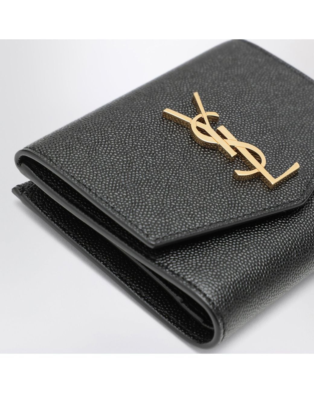 Saint Laurent Black Uptown Embossed Leather Wallet