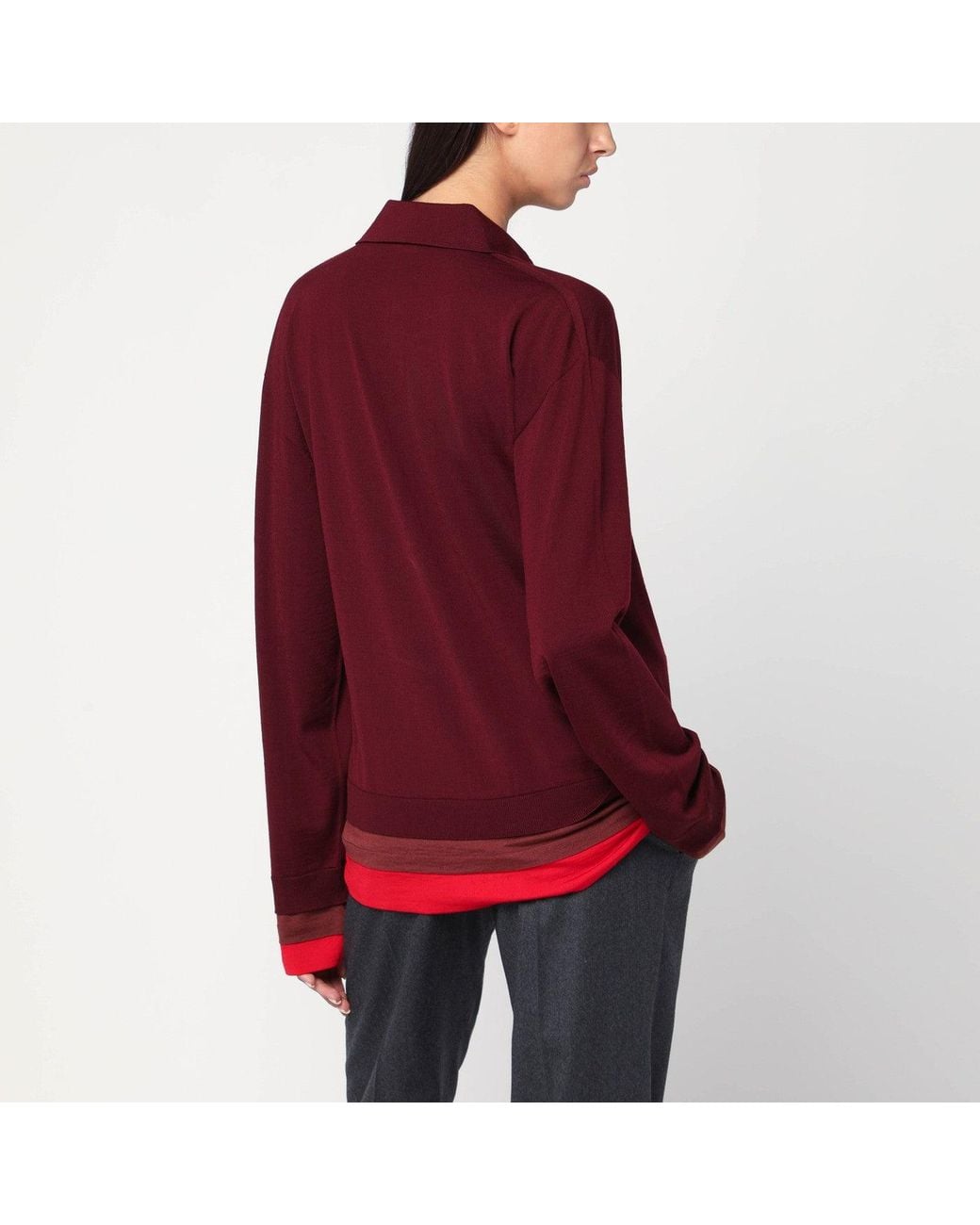 Stella McCartney Layered Bordeaux Wool Polo