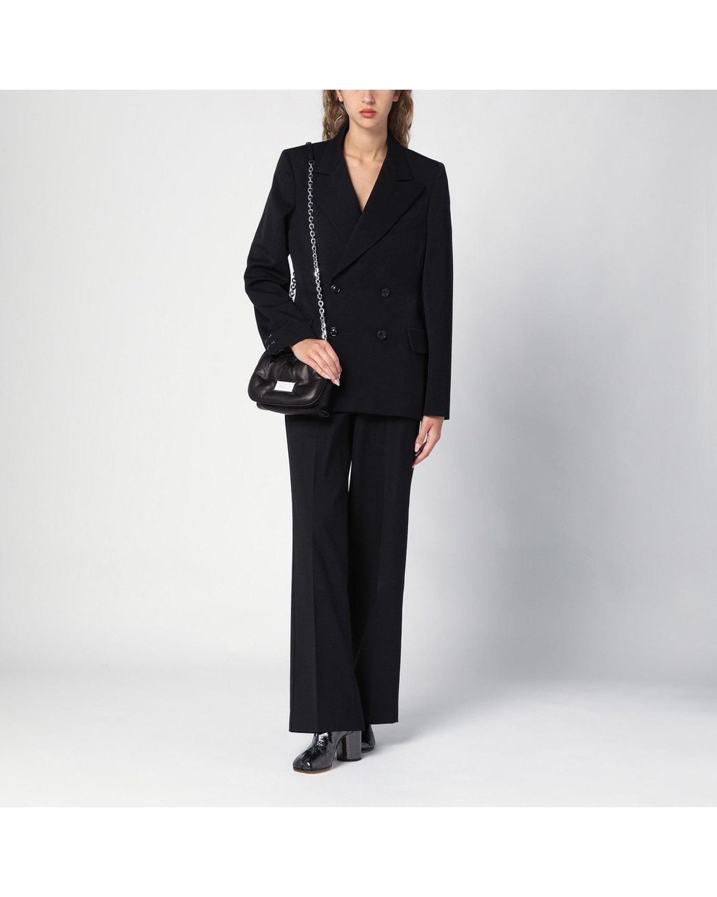 Maison Margiela Black Double-breasted Jacket In Wool
