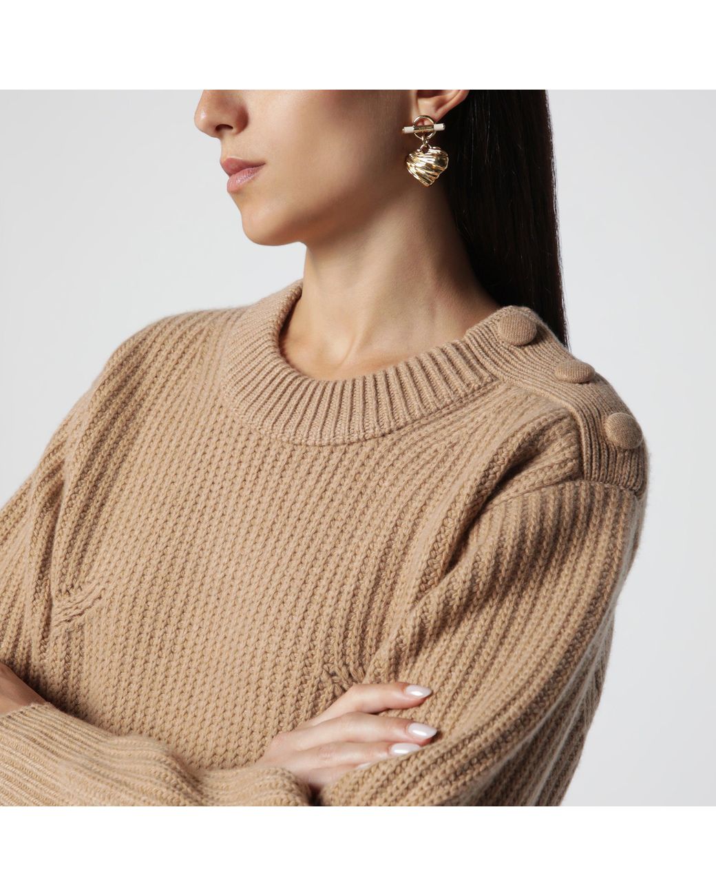 Chloé Natural Cropped Turtleneck Sweater