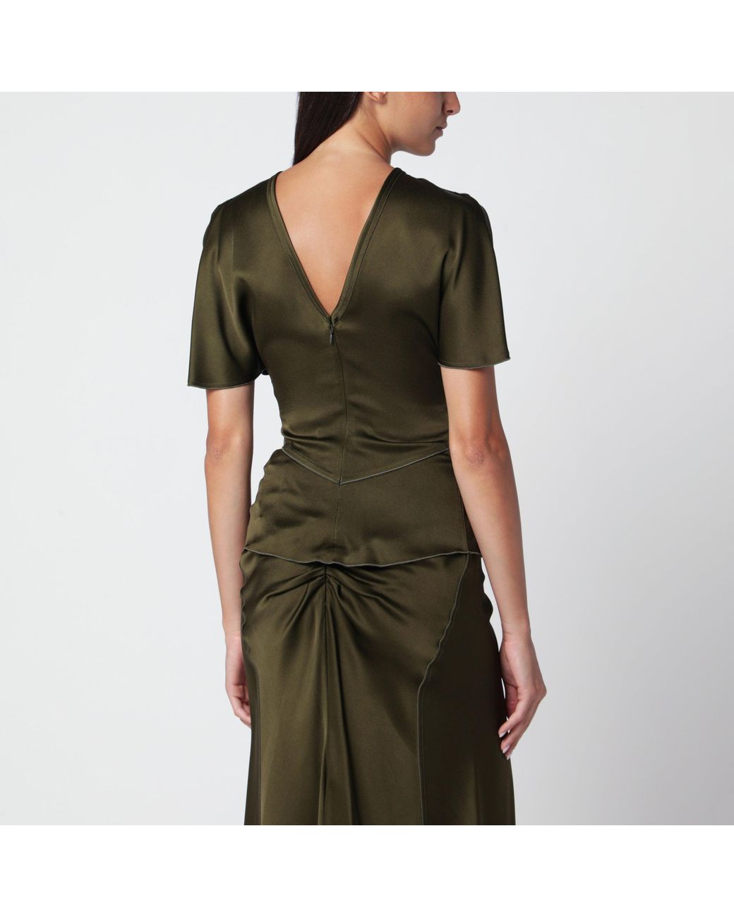 Victoria Beckham Green Bela Crepe Satin Top