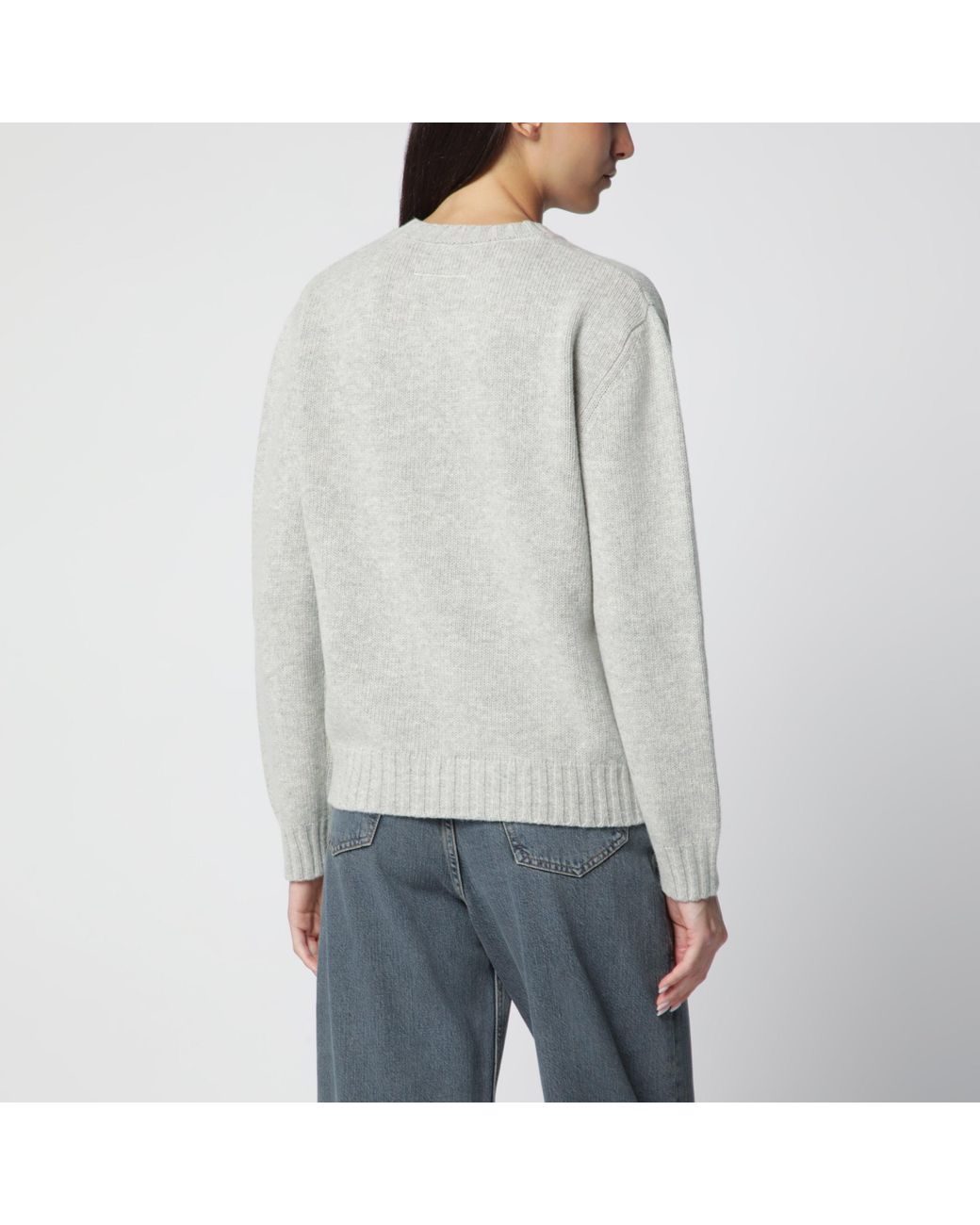 MM6 by Maison Margiela Gray Sweater With Calligraphic Print