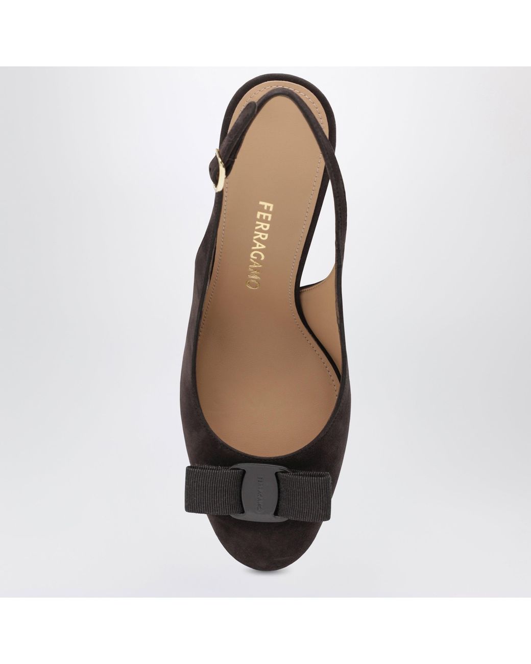 Ferragamo Brown Vara Bow Slingbacks Dark