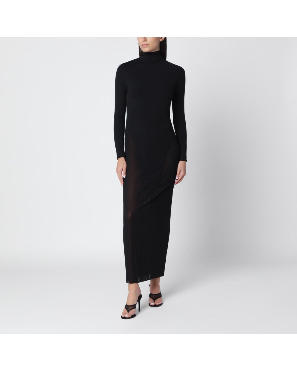 Alaïa Black Long Fitted Jersey Dress