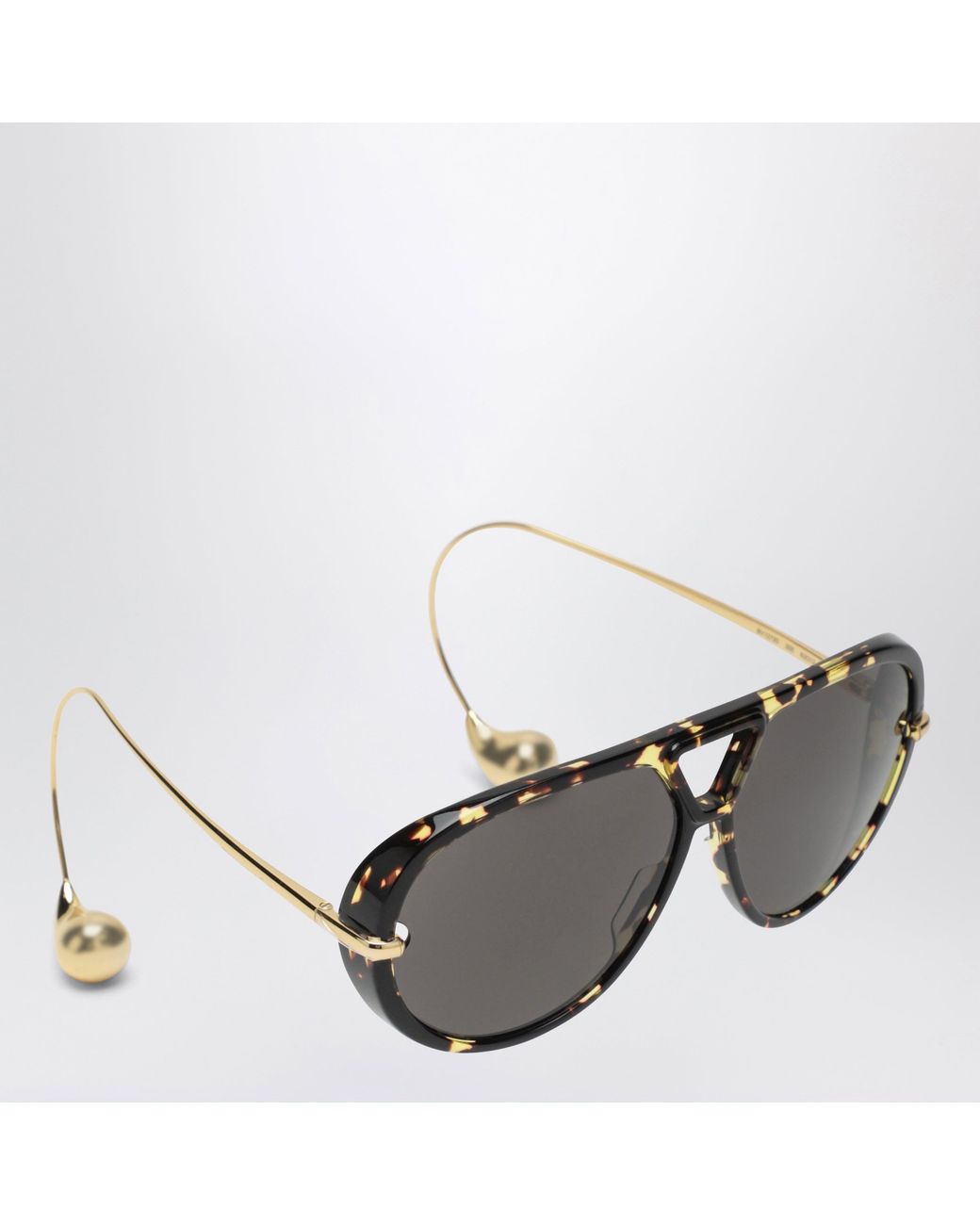 Bottega Veneta Gray Aviator Drop Sunglasses Havana
