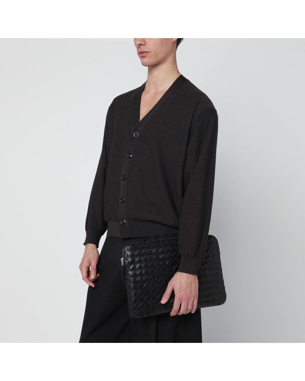 Bottega Veneta Black Getaway Intrecciato Document Holder for men
