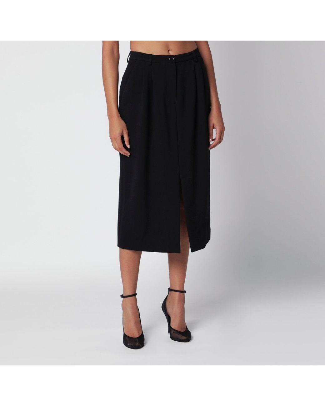 Dolce & Gabbana Black Wool Double Crêpe Skirt
