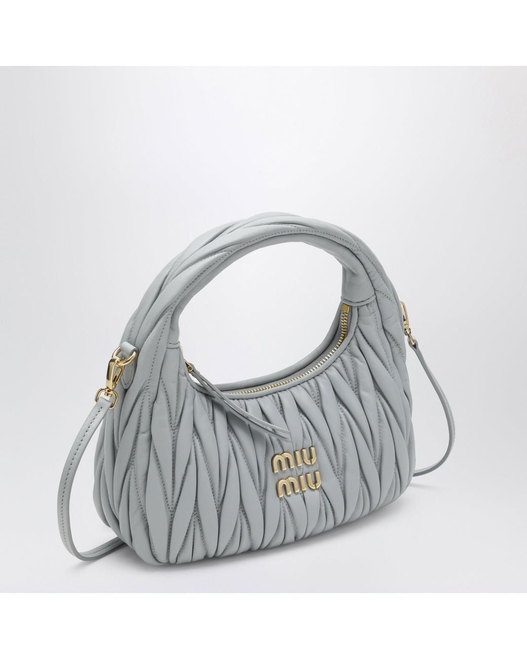 Miu Miu Gray Small Perla Miu Wander Bag